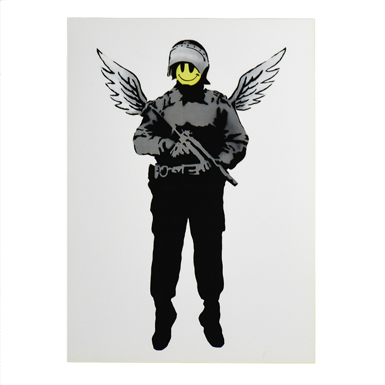 BANKSY Angel Cop Flying Copper Showcard (Framed)