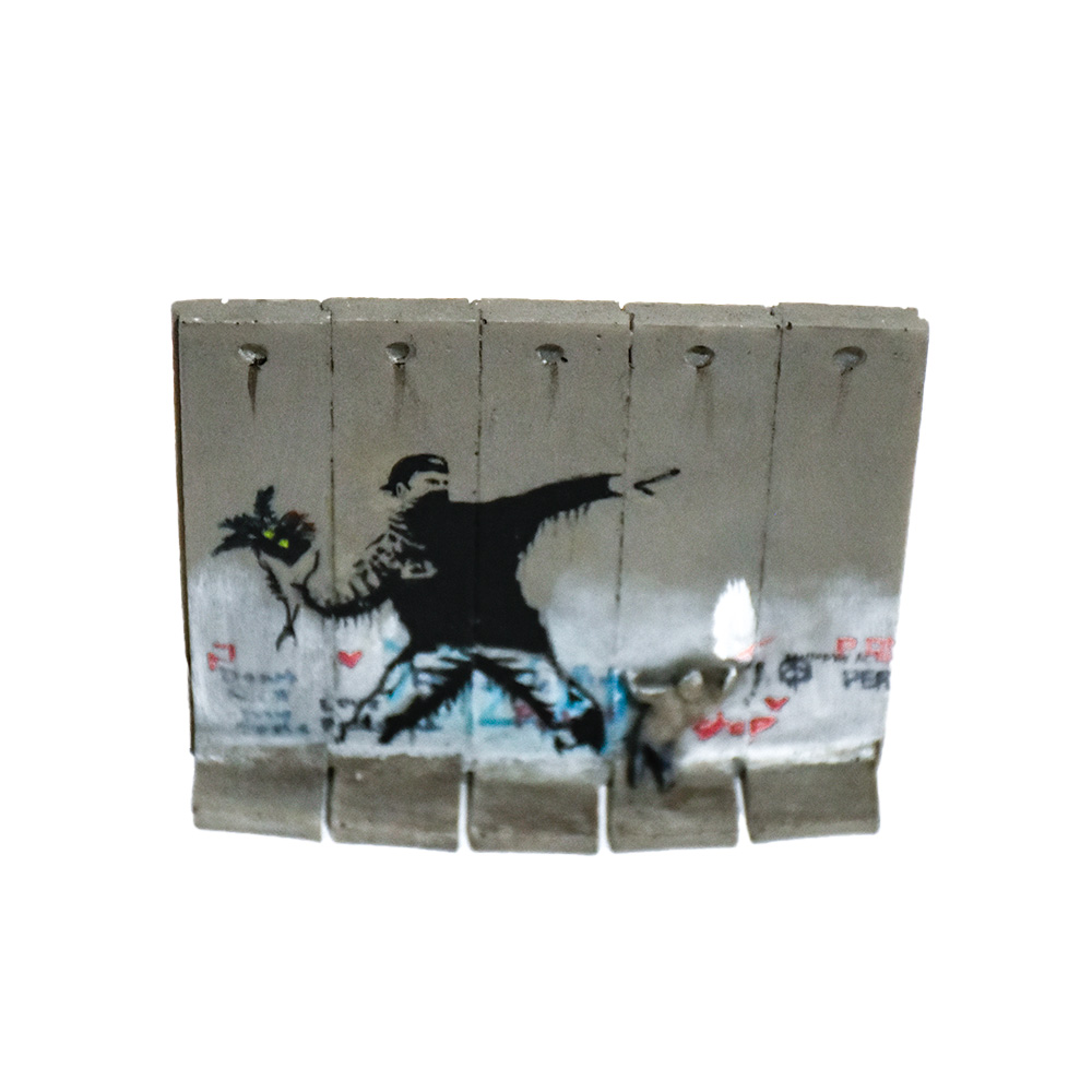 banksy walled off hotel flower thrower wall sculpture front without base