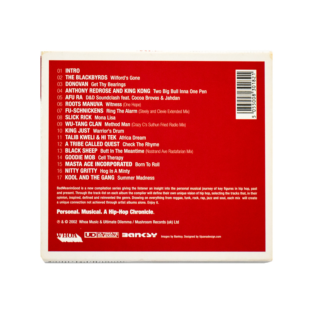 back cover of banksy badmeaningood skitz cd