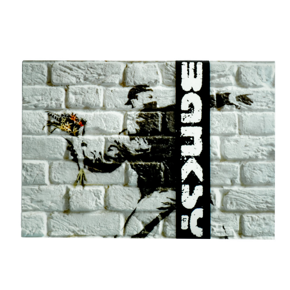 banksy wall and piece postcard set with banksy signature band