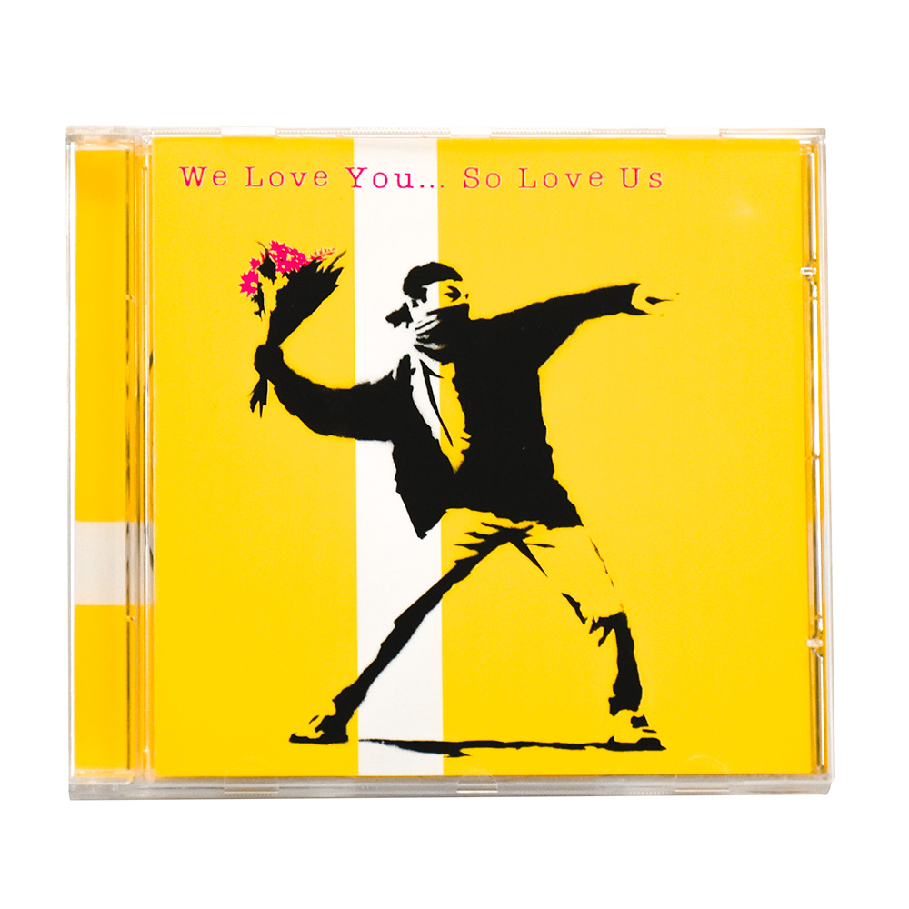 we love you so love us cd with banksy flower thrower on cover