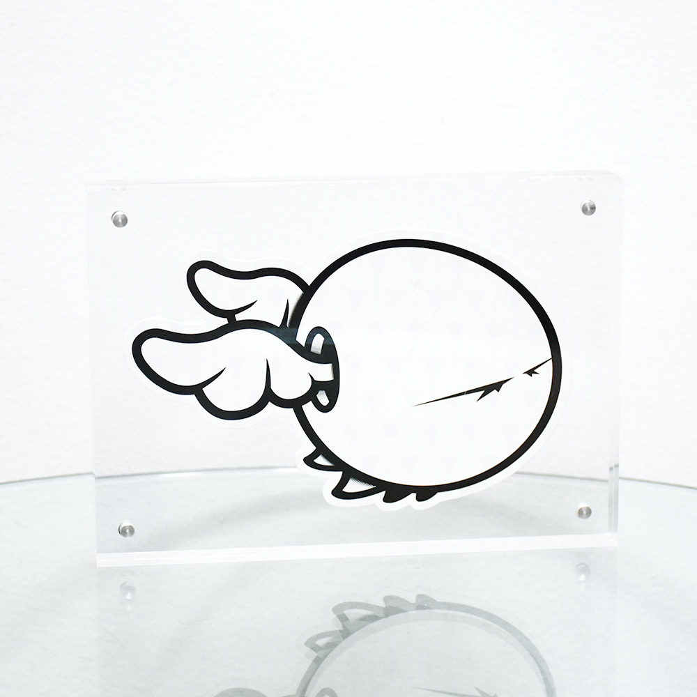 dface ddog floating sticker framed