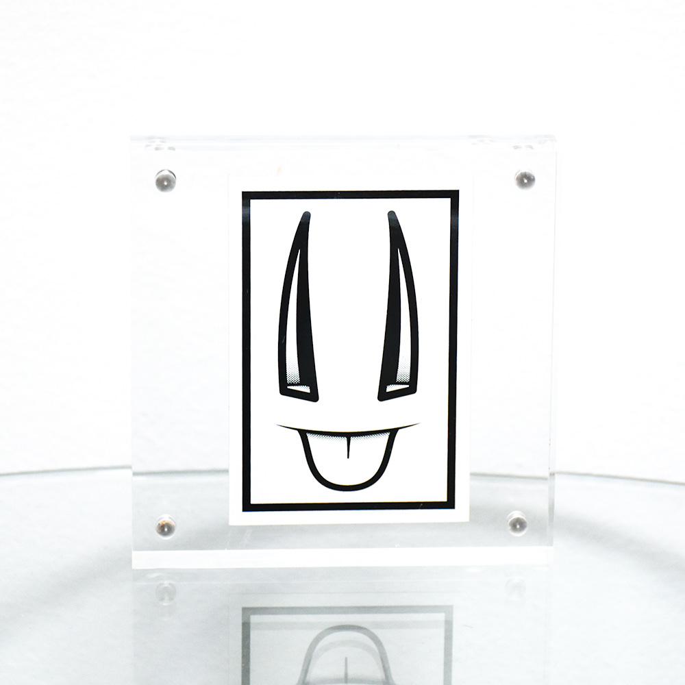 dface ddog smiley sticker large framed