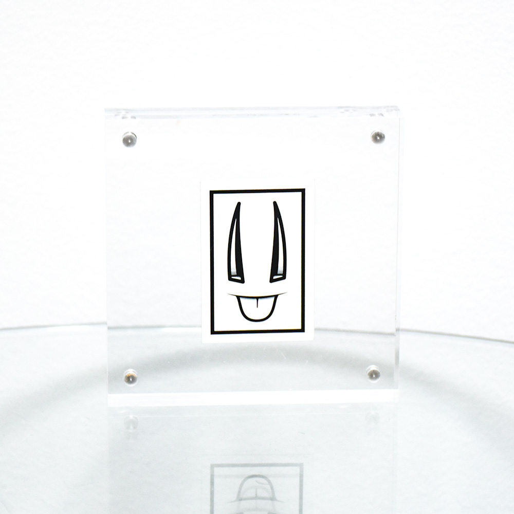 dface ddog smiley sticker small framed