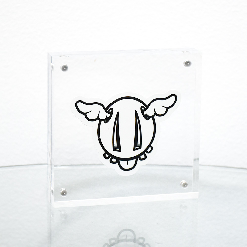 dface ddog sticker small framed