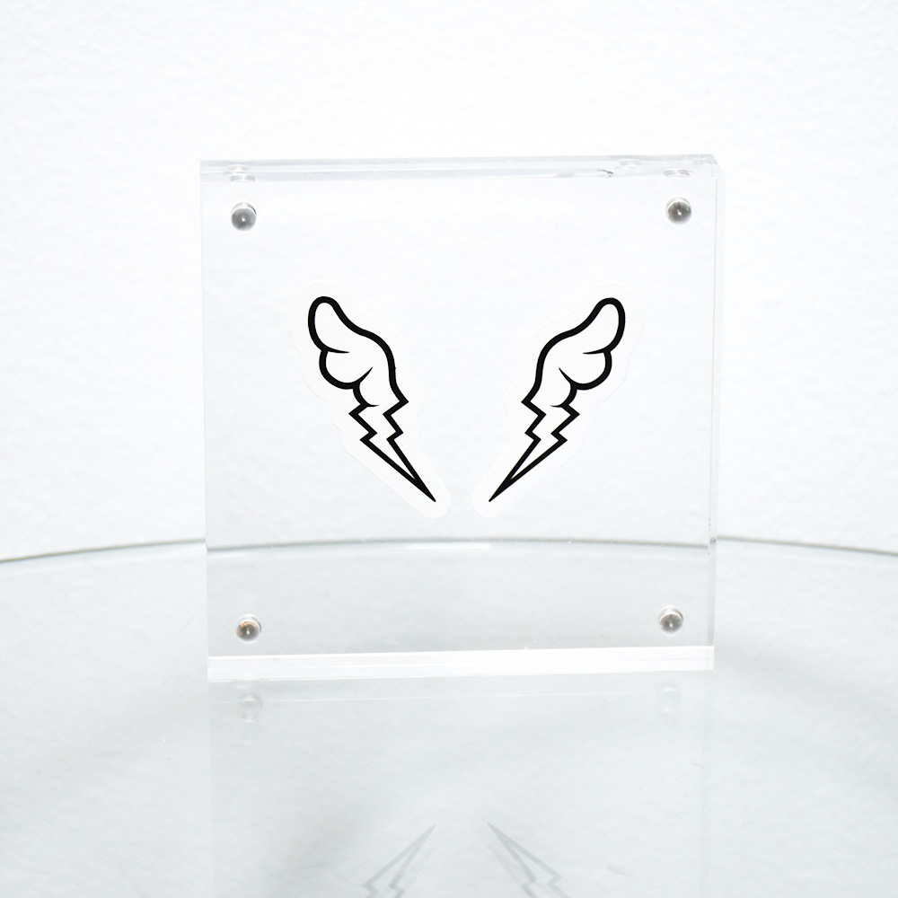 dface lightning wings sticker framed