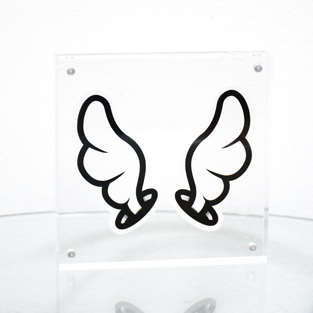 dface wings sticker framed