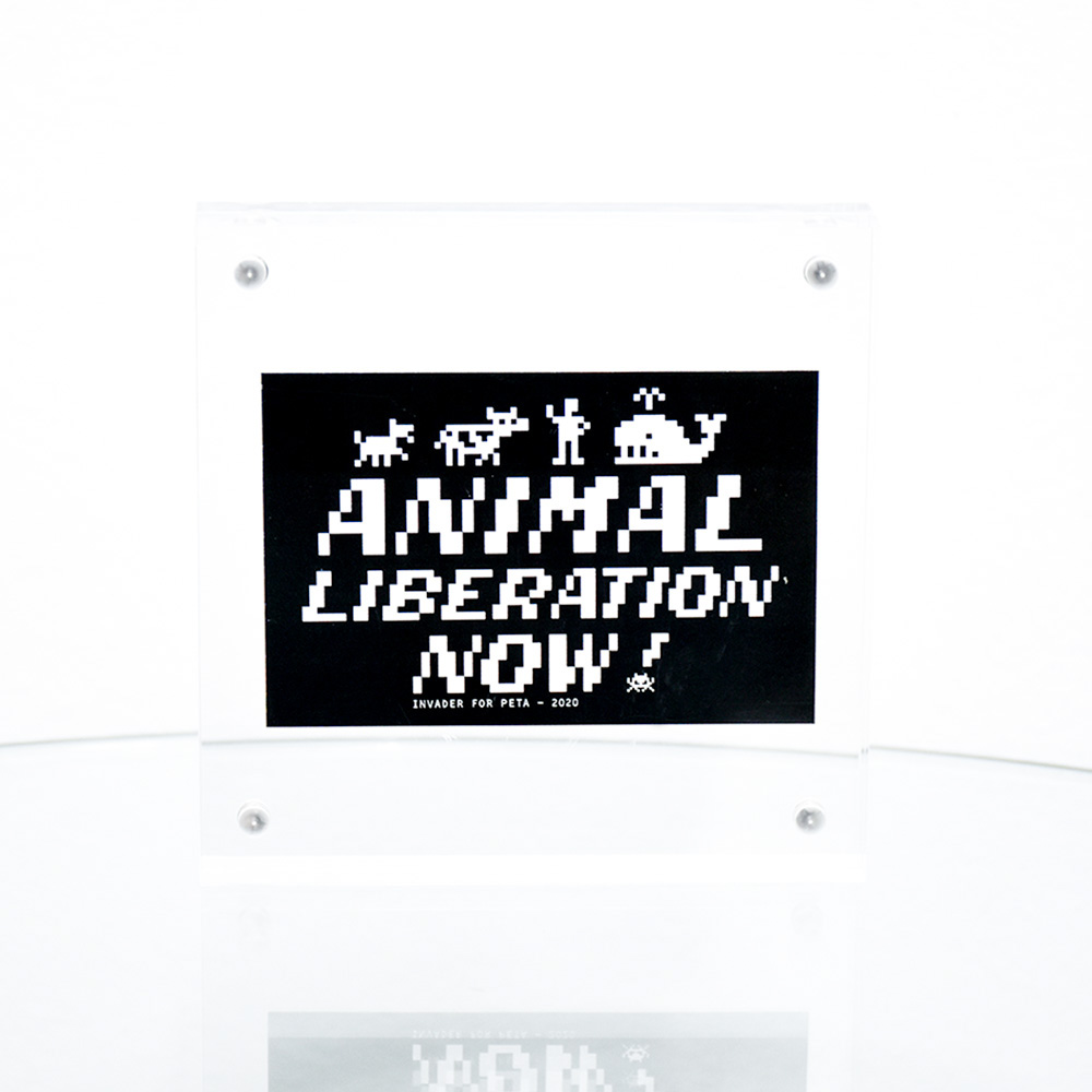 invader peta animal liberation now sticker framed