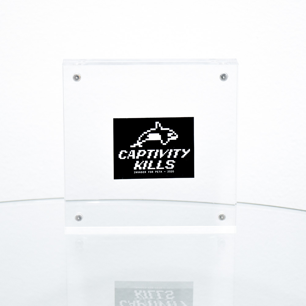 invader peta captivity kills sticker framed