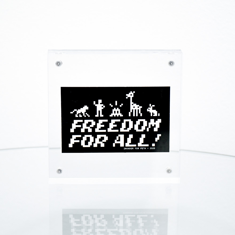 invader peta freedom fort all sticker in frame