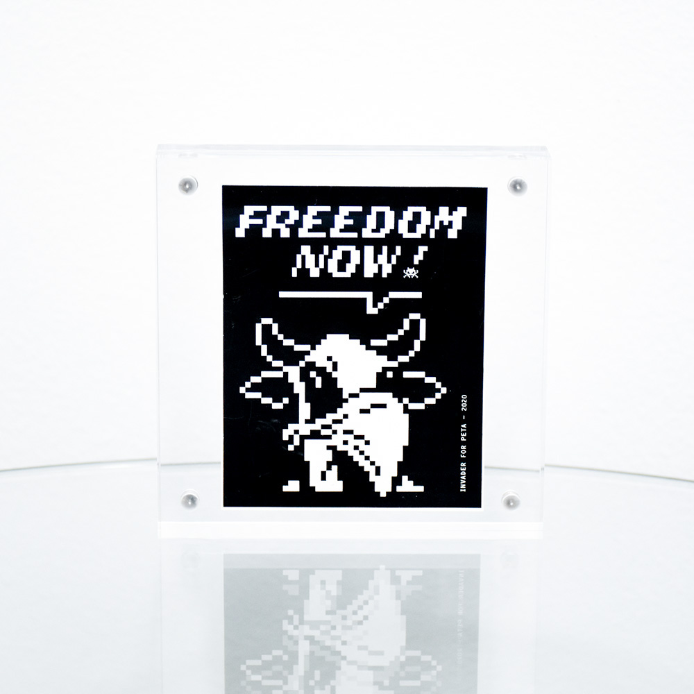 Invader x PETA Freedom Now Sticker (Framed)