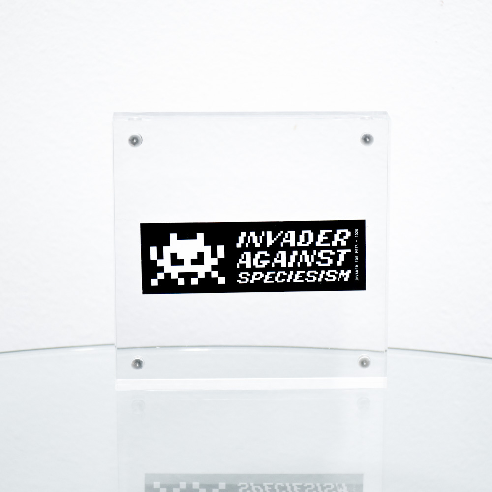 Invader x PETA Invader Against Speciesism Sticker (Framed)