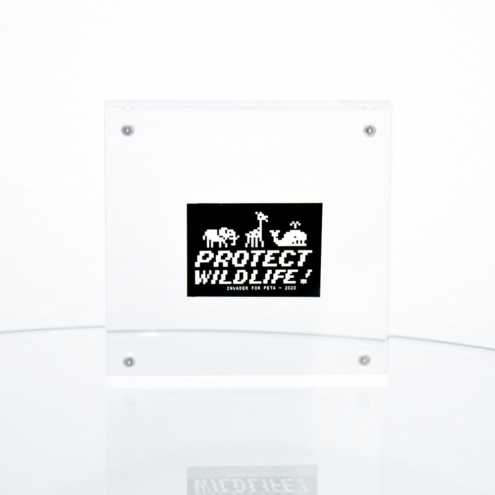 invader protect wildlife sticker framed