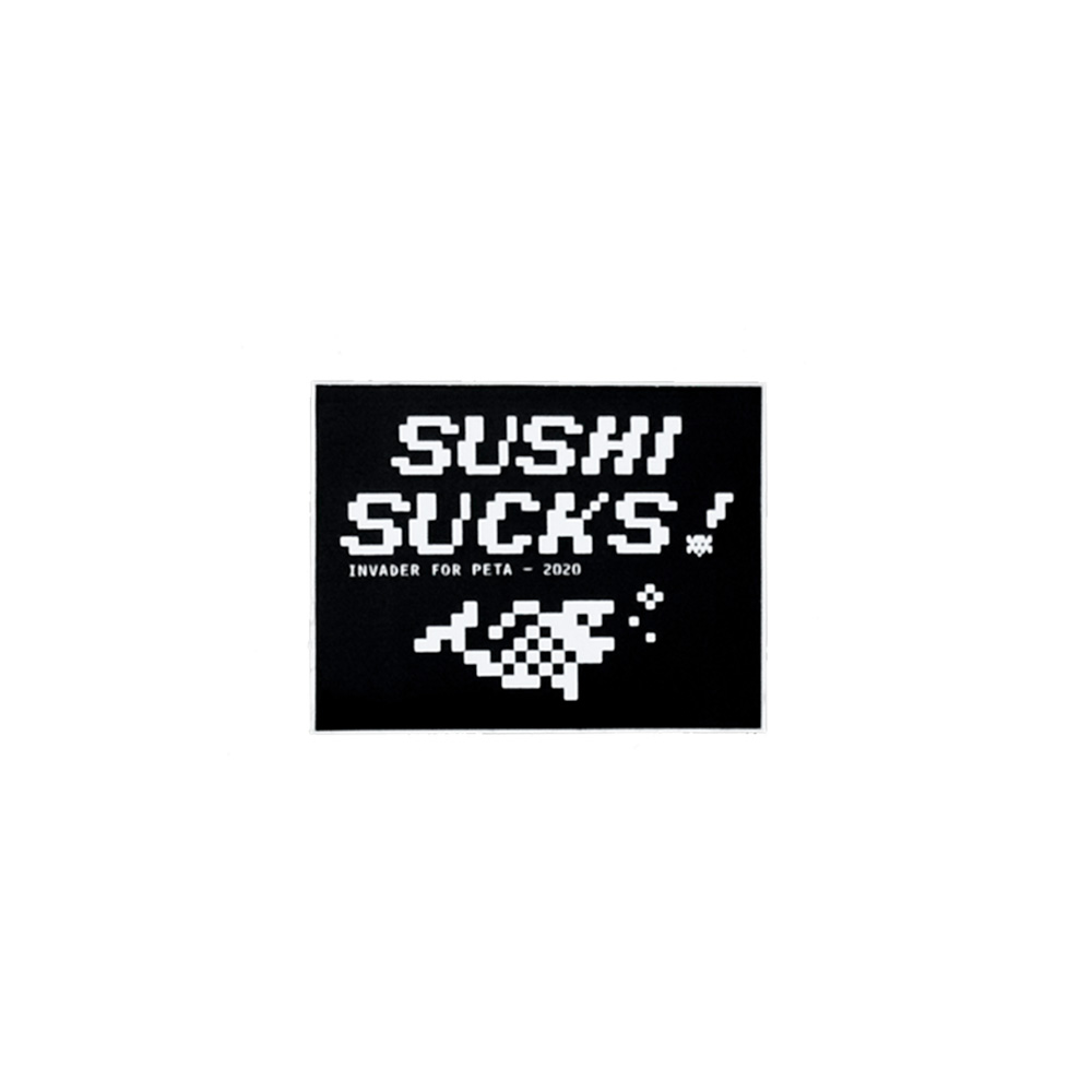 invader sushi sucks sticker