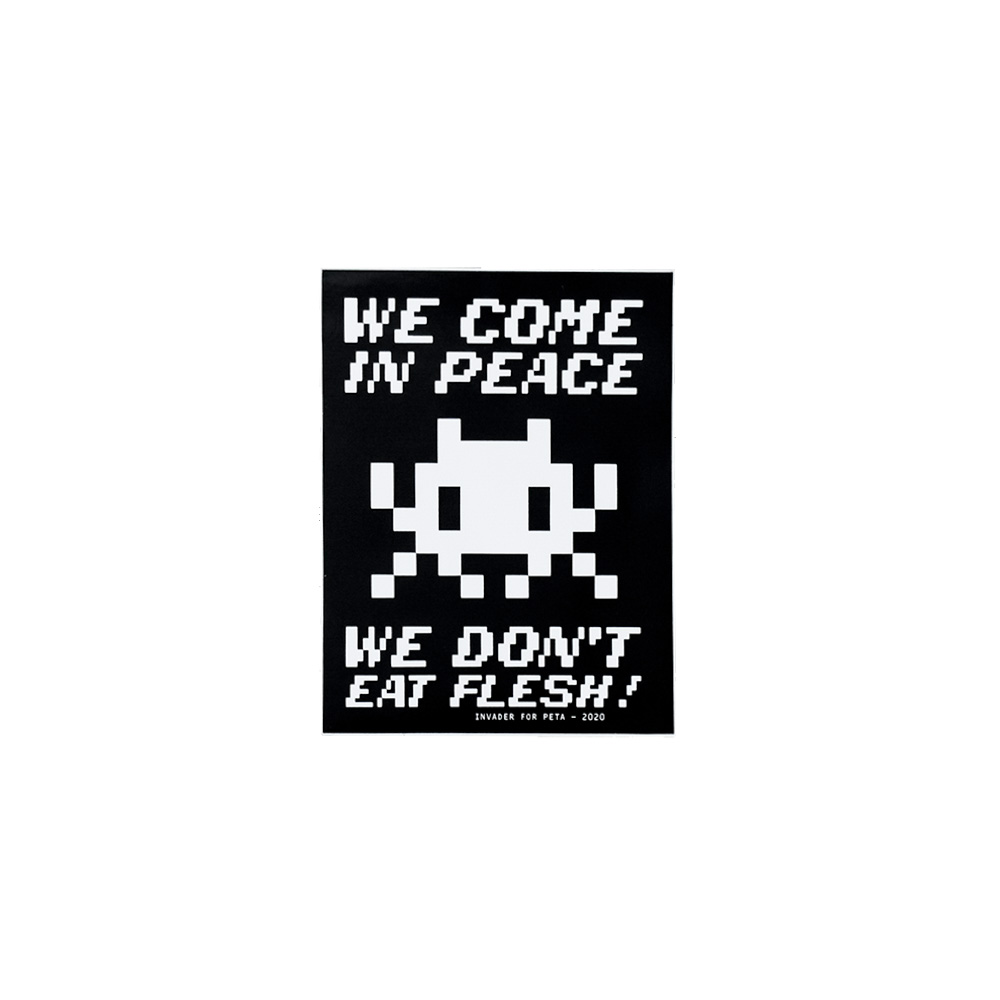 invader we come in peace sticker