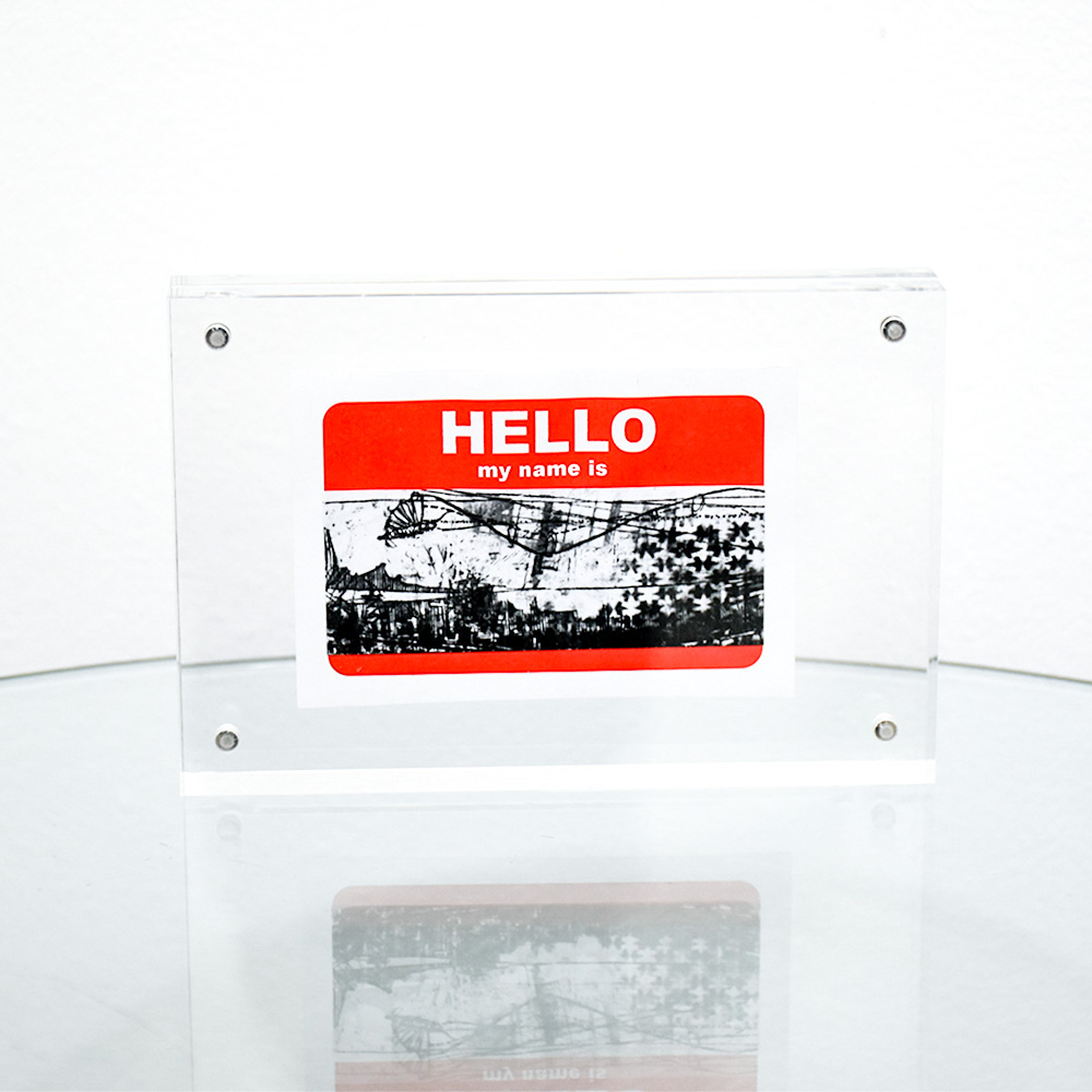 swoon hello my name is sticker #12 framed