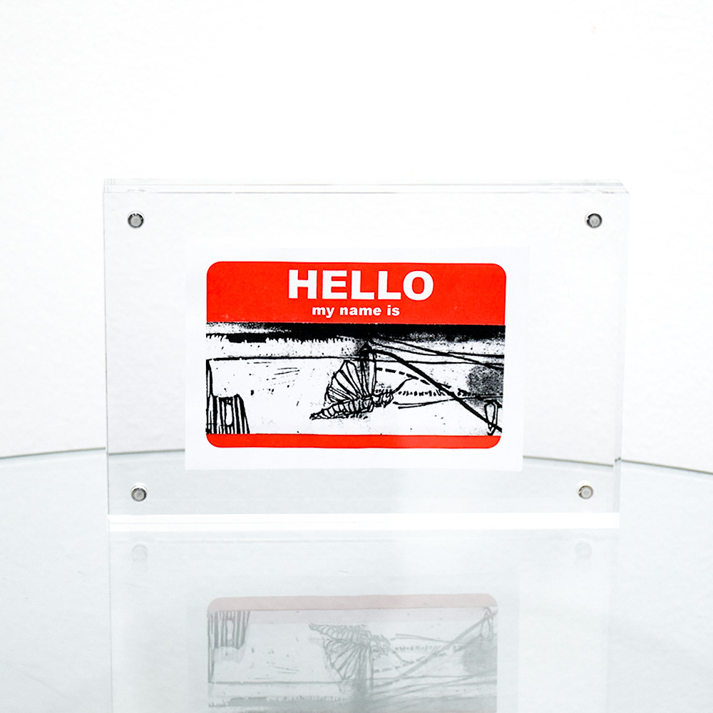 swoon hello my name is sticker #3 framed