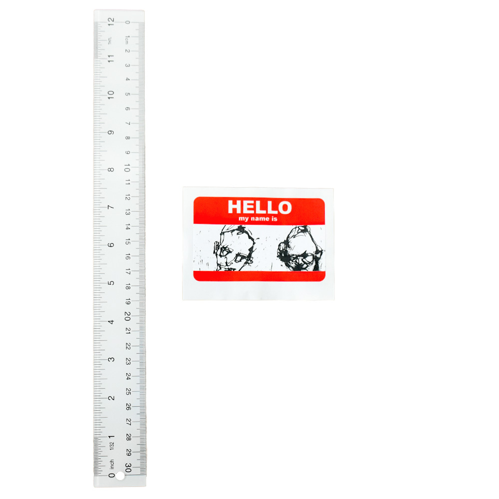 swoon hello my name is sticker #6 next to ruler