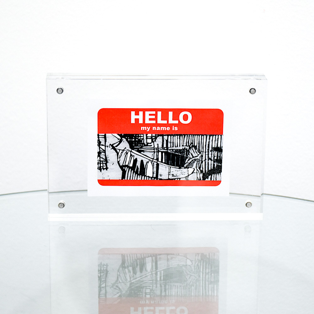 swoon hello my name is sticker #7 framed