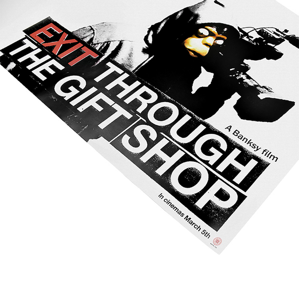 right side of banksy exit through the gift shop uk theater poster